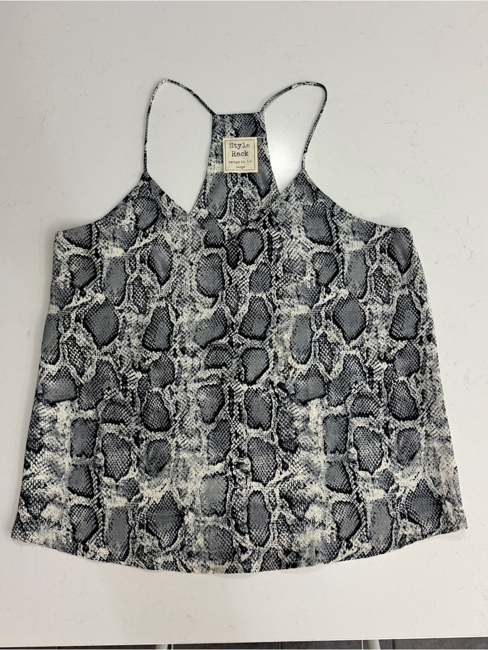 Style Rack Snake-Print Racerback Camisole - Black, White
